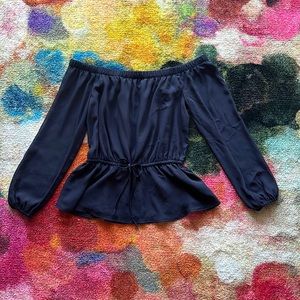 Abercrombie & Fitch -size S- black off the shoulder top with a waist tie.